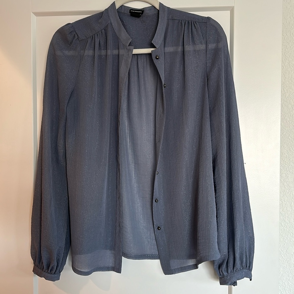 Blue Sparkle Sheer Club Monaco Blouse